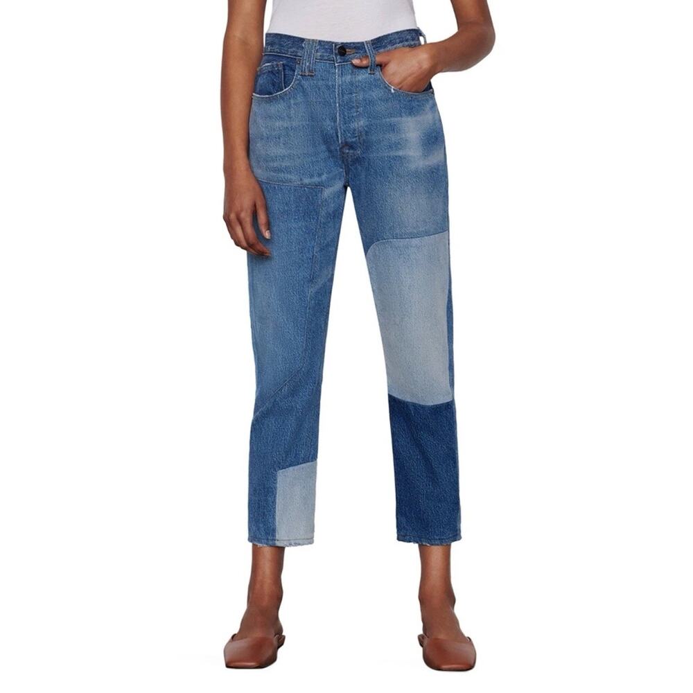 FRAME Le Original Patchwork Jeans Womens 28 Landa Mix High Rise Ankle Straight